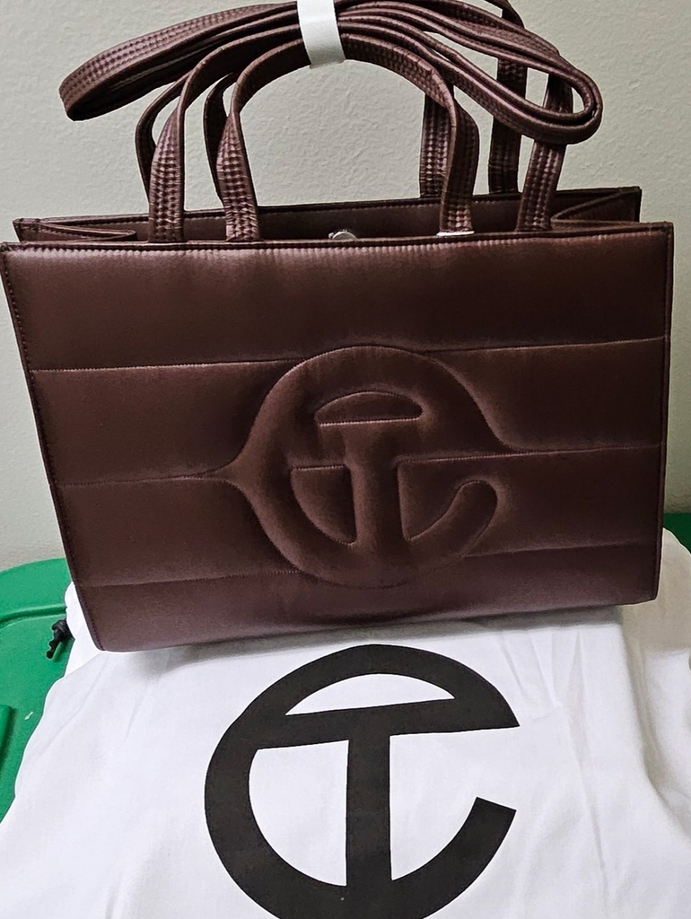 Tel Far Chocolate Quilted Logo Tote